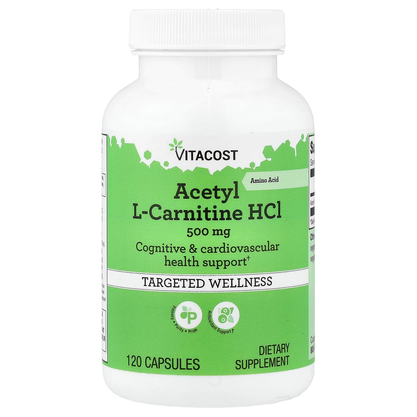 Vitacost Acetyl L-Carnitine HCl 500 mg Capsule, 120 Capsules
