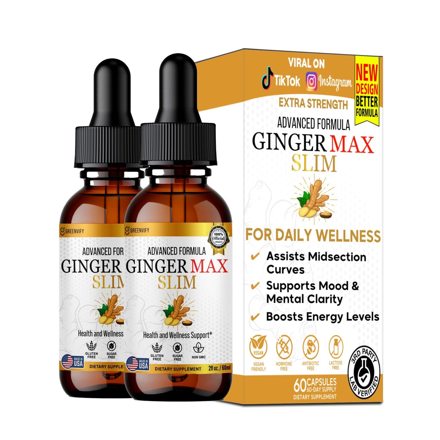 GREENVIFY Ginger Max Dietary Supplement Capsule, 60 Count