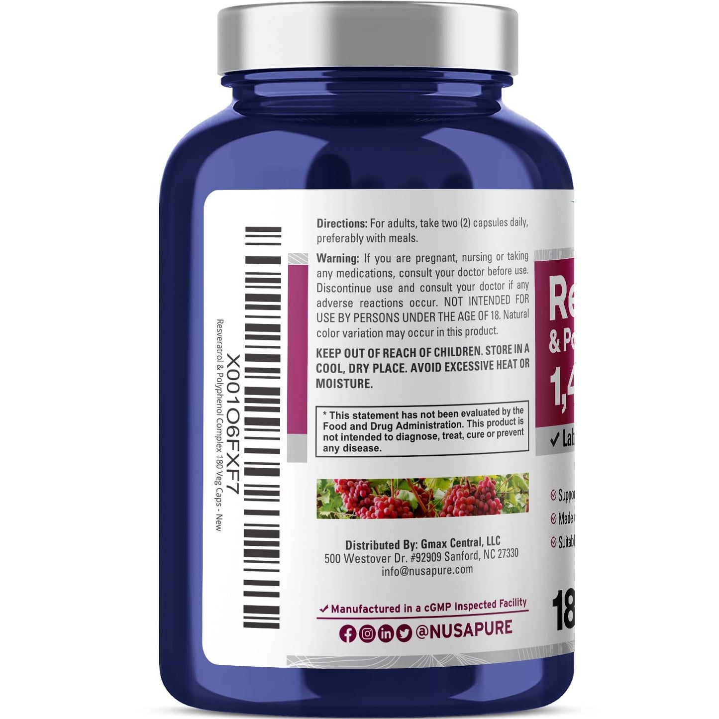 NusaPure Resveratrol & Polyphenol 180 Capsules