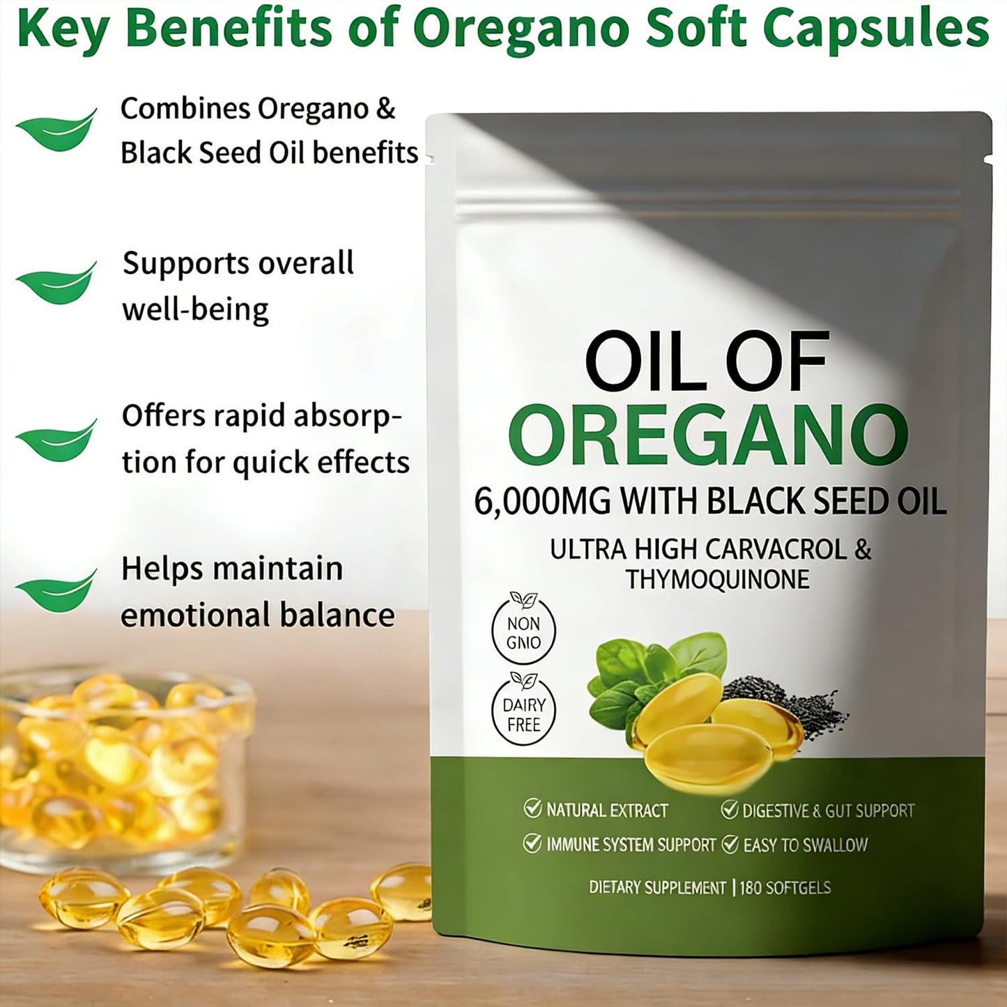 FW ZONE Oil of Oregano Supplement Capsules 360 Count