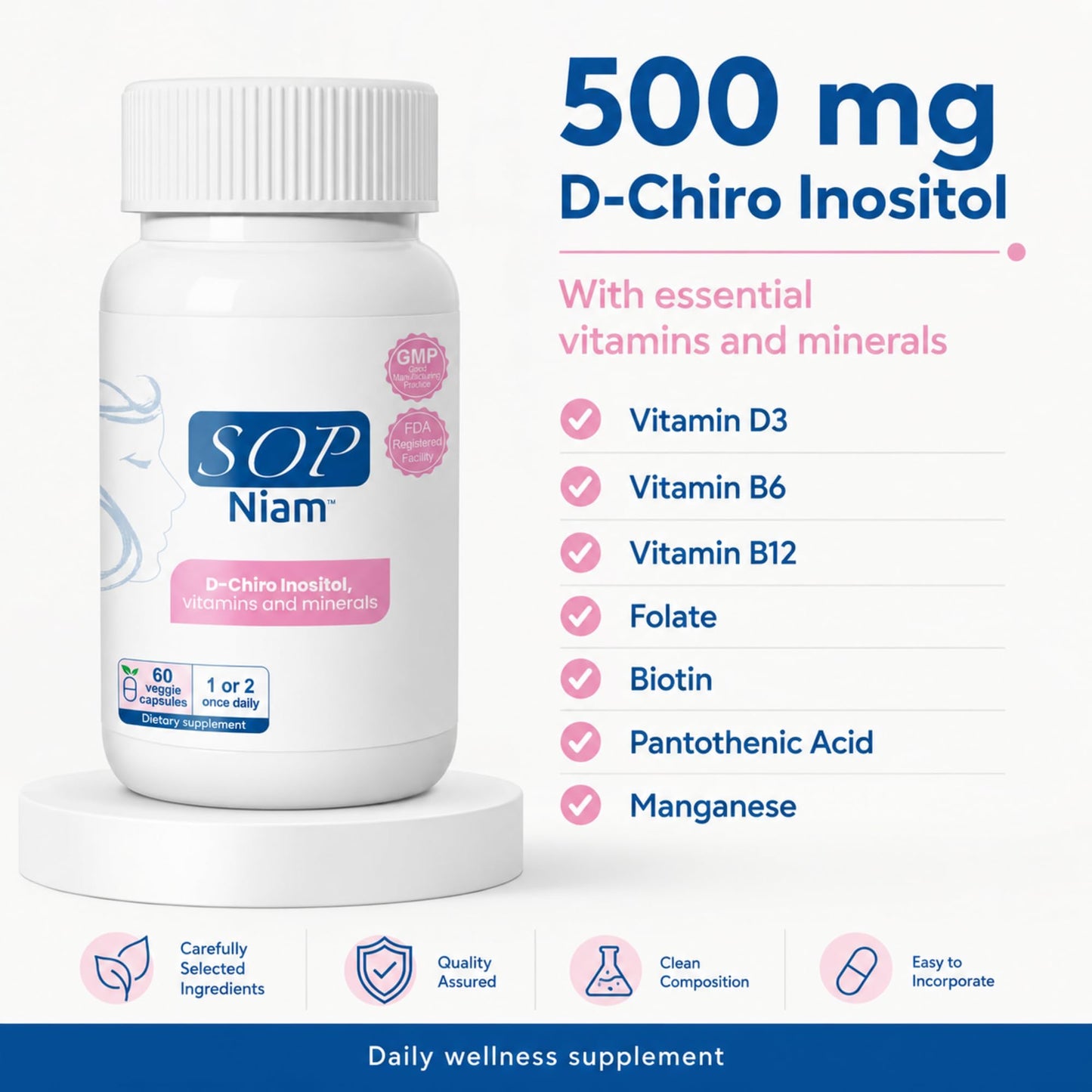 SOP NIAM D-Chiro Inositol Supplement for Women Capsule, 60 Count
