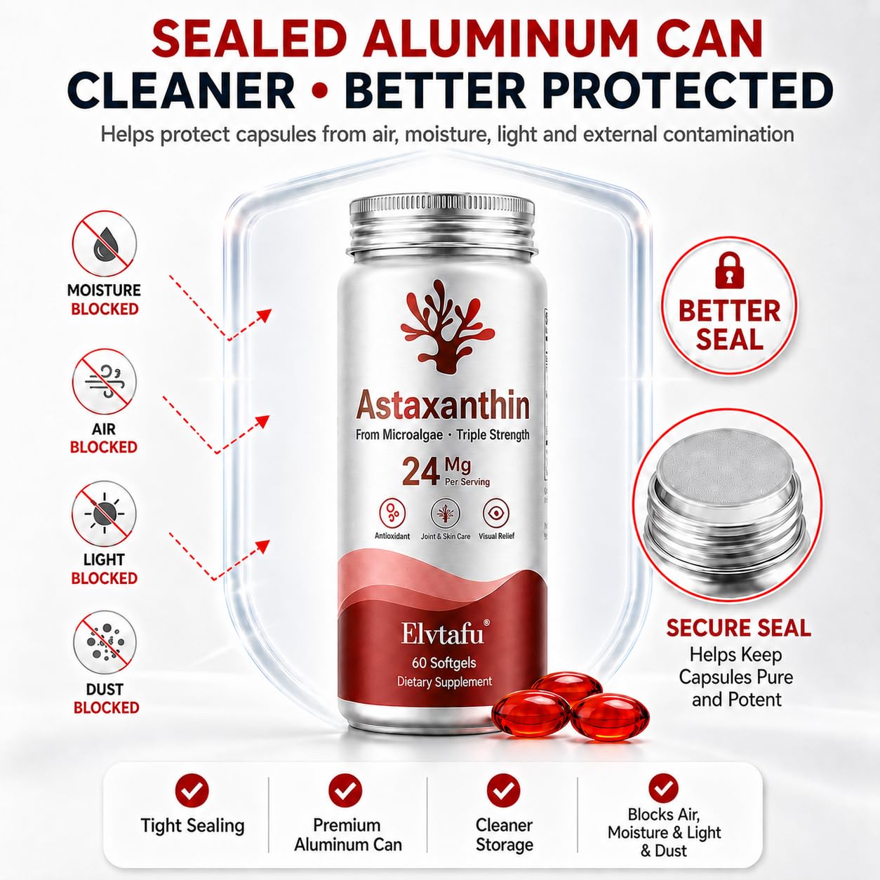 Elvtafu Astaxanthin Supplements Softgels 60