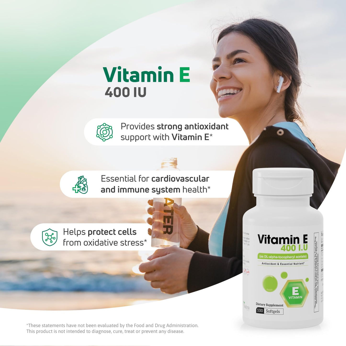 Nutra Nutrition Vitamin E 400 IU Softgels 100 Count