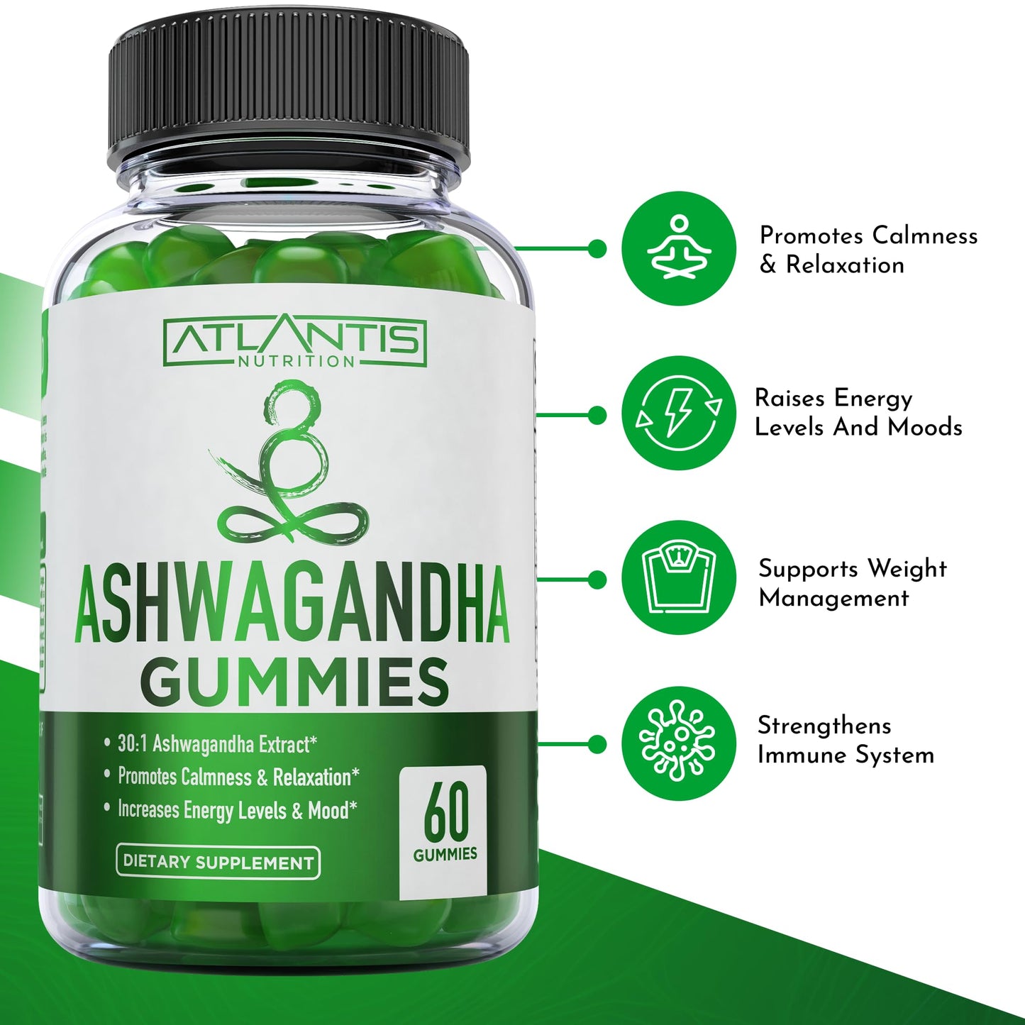 Atlantis Nutrition Ashwagandha Gummies 60 Count