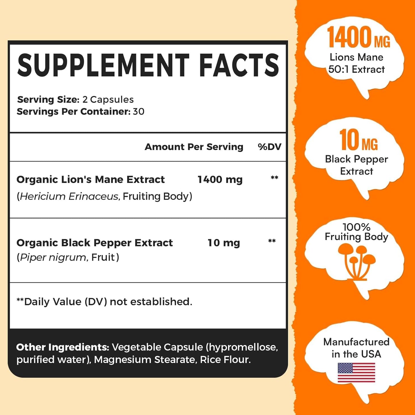 Marpvore Lions Mane Supplement Capsule 60 Count