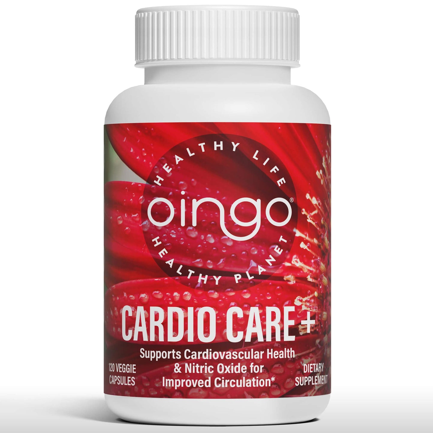 Oingo Cardio Care + Heart Health Formula Nitric Oxide Booster with Beet Root Powder, Grape Seed Extract, Taurine, B Vitamins for Blood Flow & Blood Pressure Support, Gluten Free, 120 Capsules