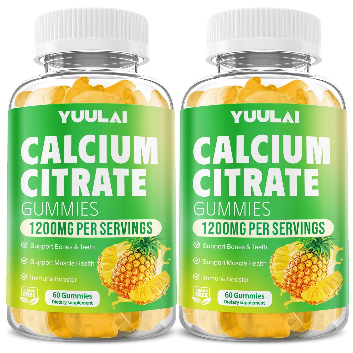 YUULAI Calcium Citrate Gummies 1200mg, 120 Count
