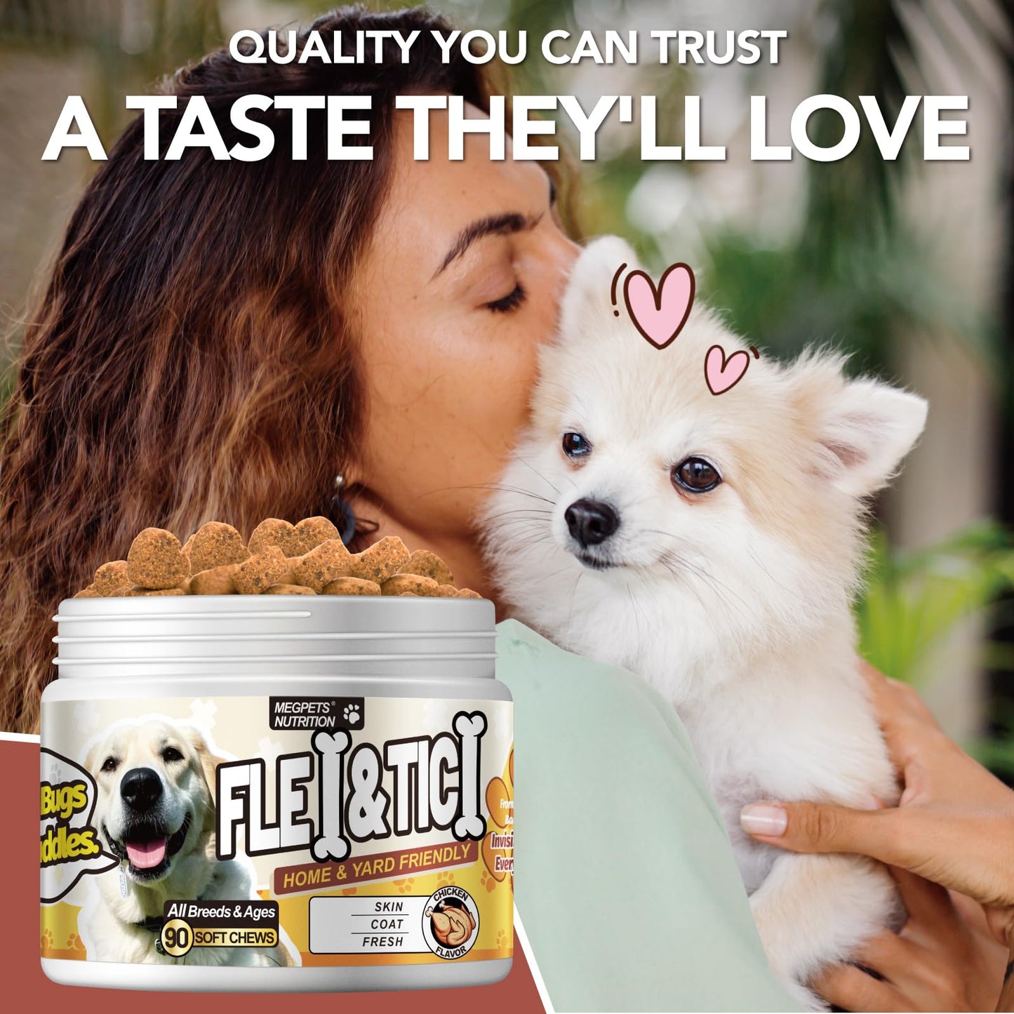 MEGNETA Flea and Tick Support for Dogs Chewable 90 Count