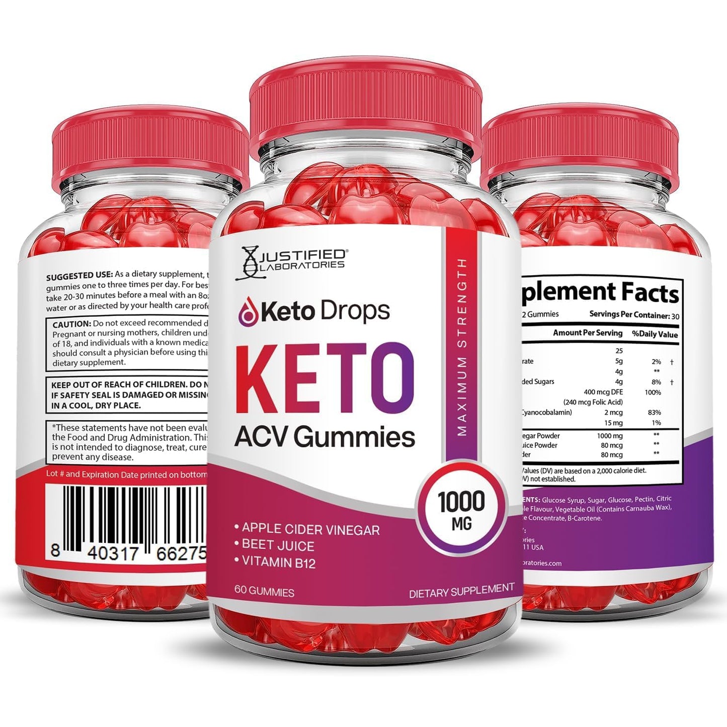 Justified Laboratories Keto Drops Keto ACV Gummies 300 Gummies