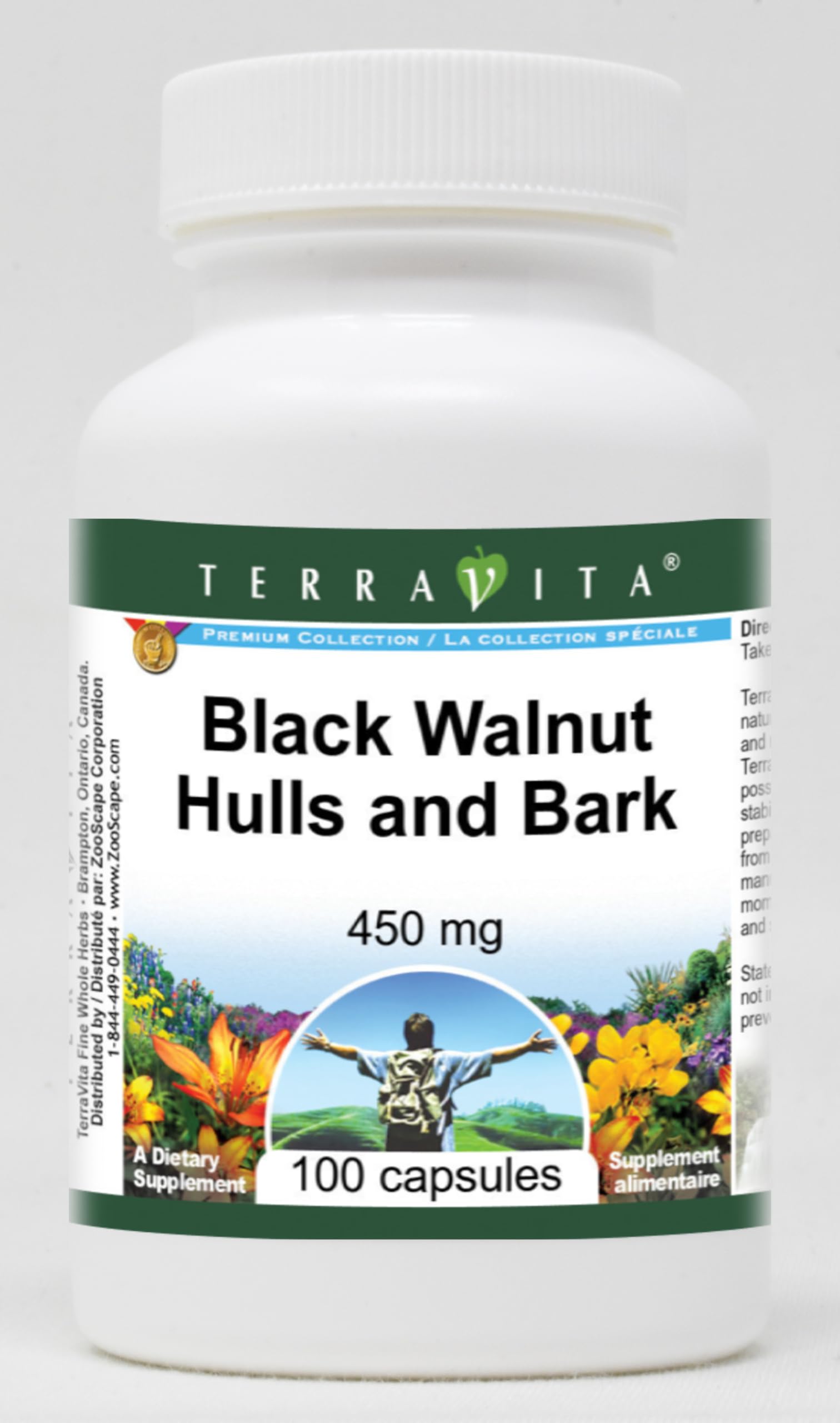 Terravita Black Walnut Hulls and Bark - 450 mg Capsules, 100 Count