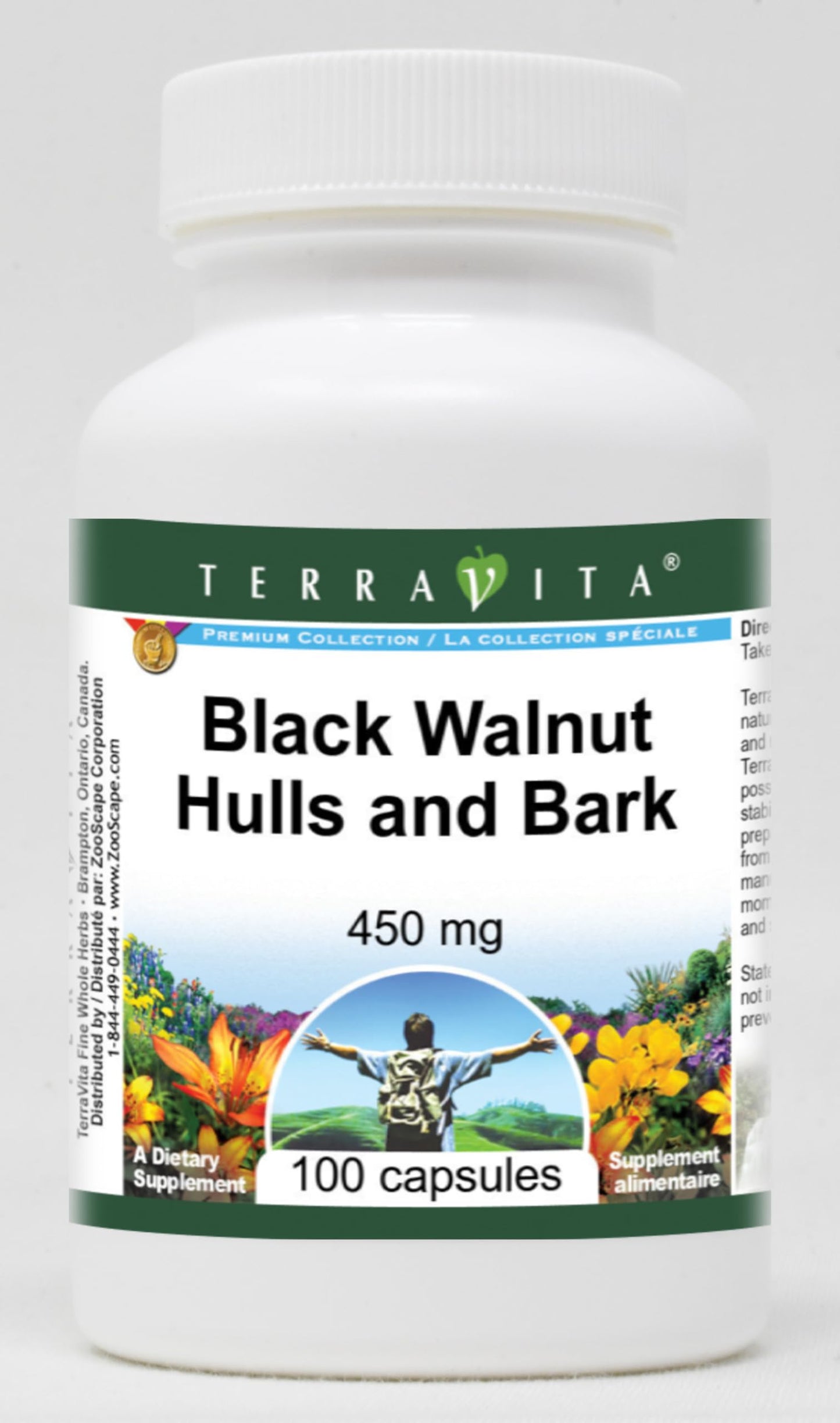 Terravita Black Walnut Hulls and Bark 450 mg Capsules, 300 Count