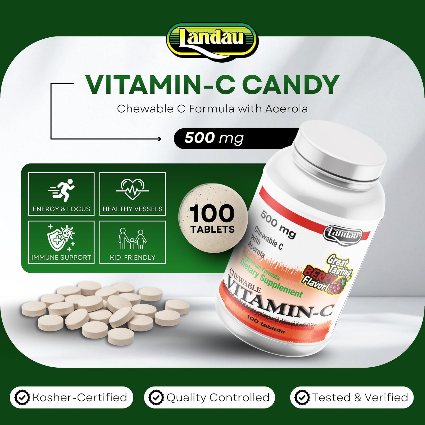 LANDAU Vitamin C 500mg Tablet 100 Tablets