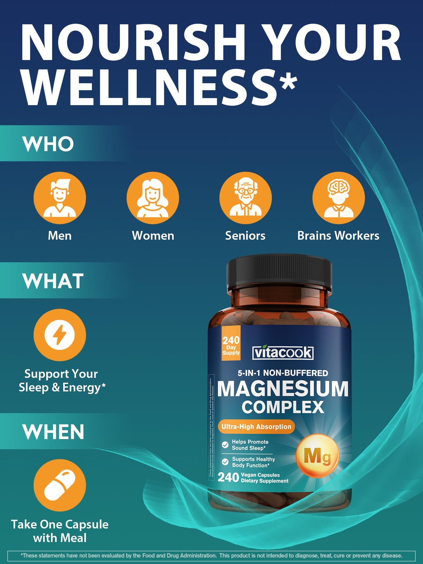 Vitacook 5-in-1 Magnesium Complex Capsule, 240 Count