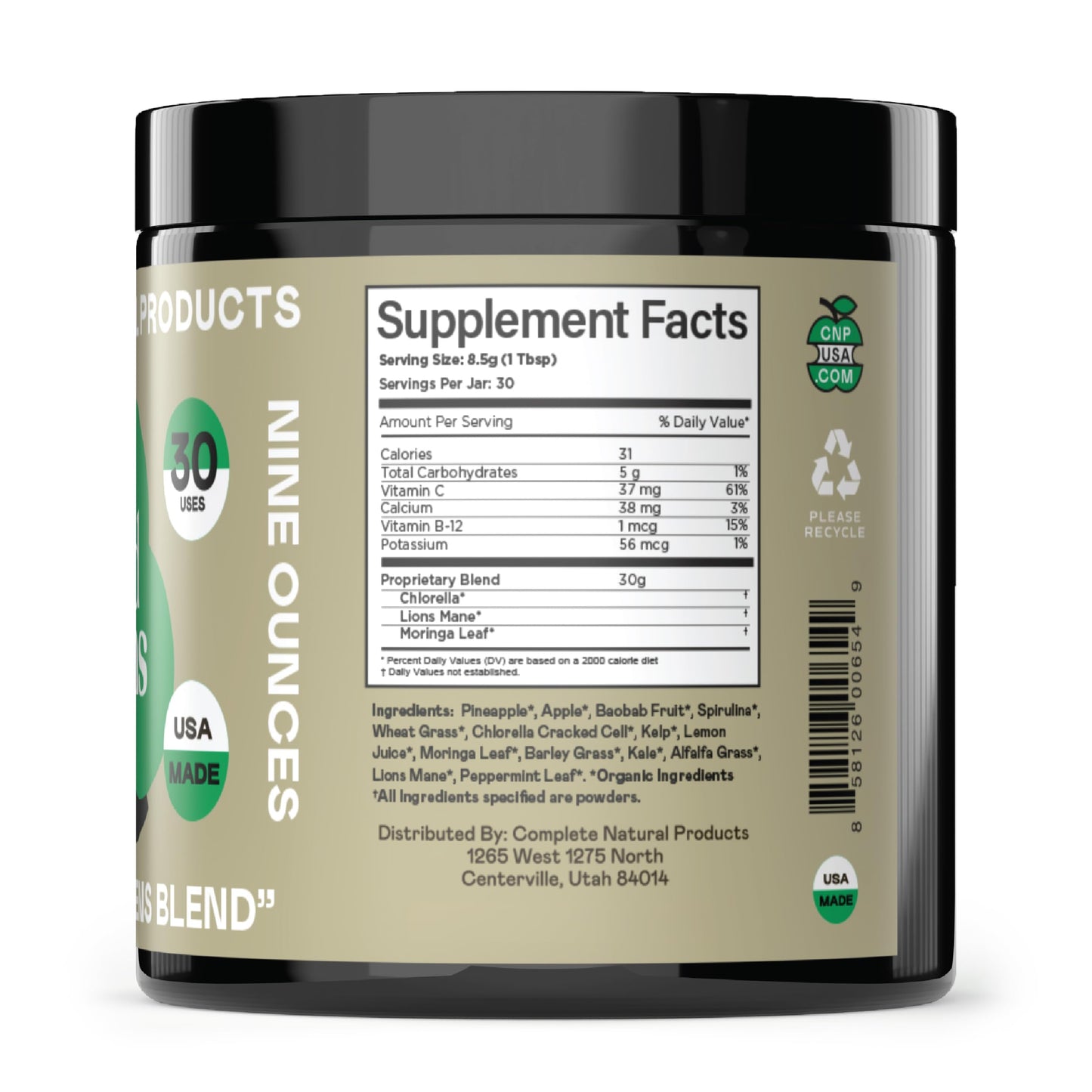 Complete Natural Products Good Greens Superfood Powder - The Healthy Greens Blend 10