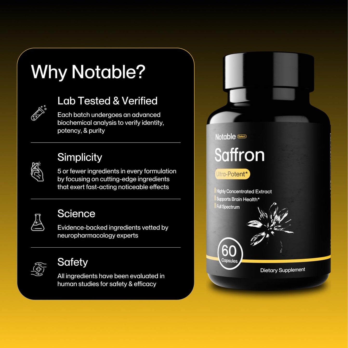 Notable Ultra-Potent Saffron Extract Capsules, 1 Count
