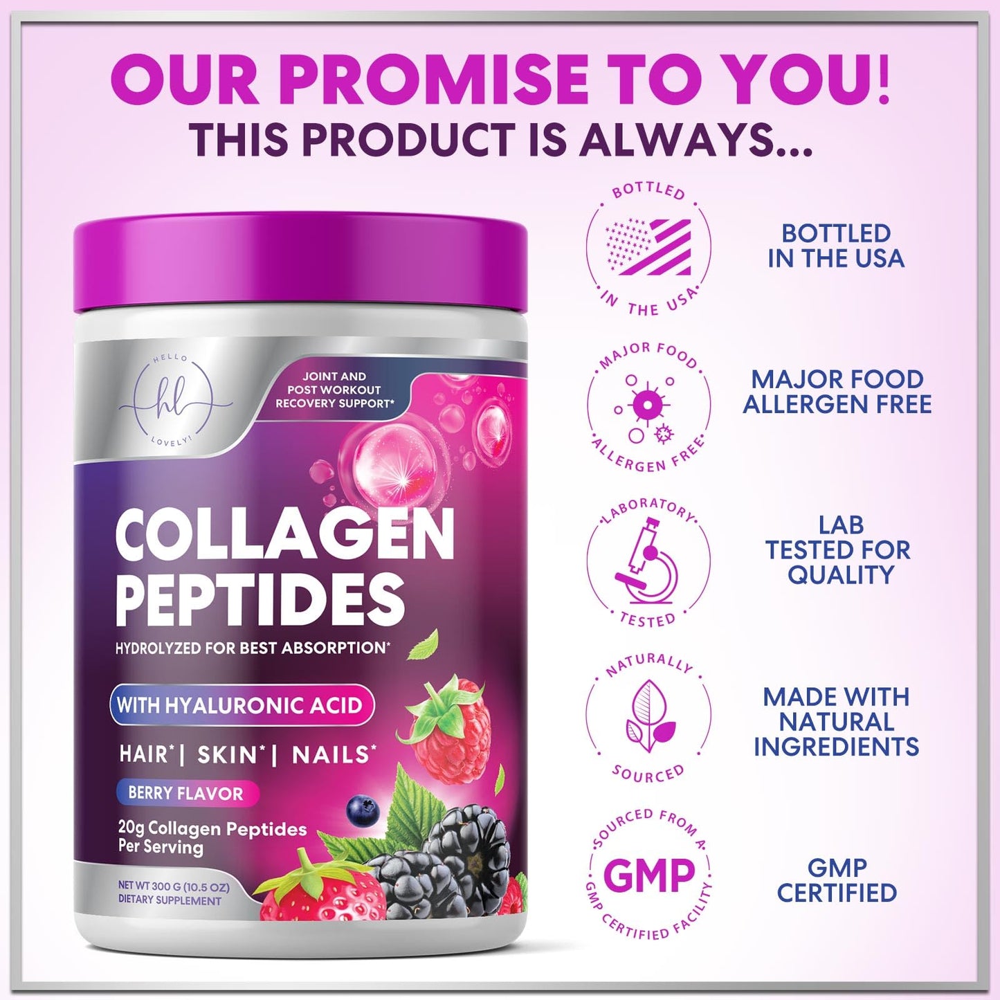 Hello Lovely! Collagen Peptides Powder 10.5 oz