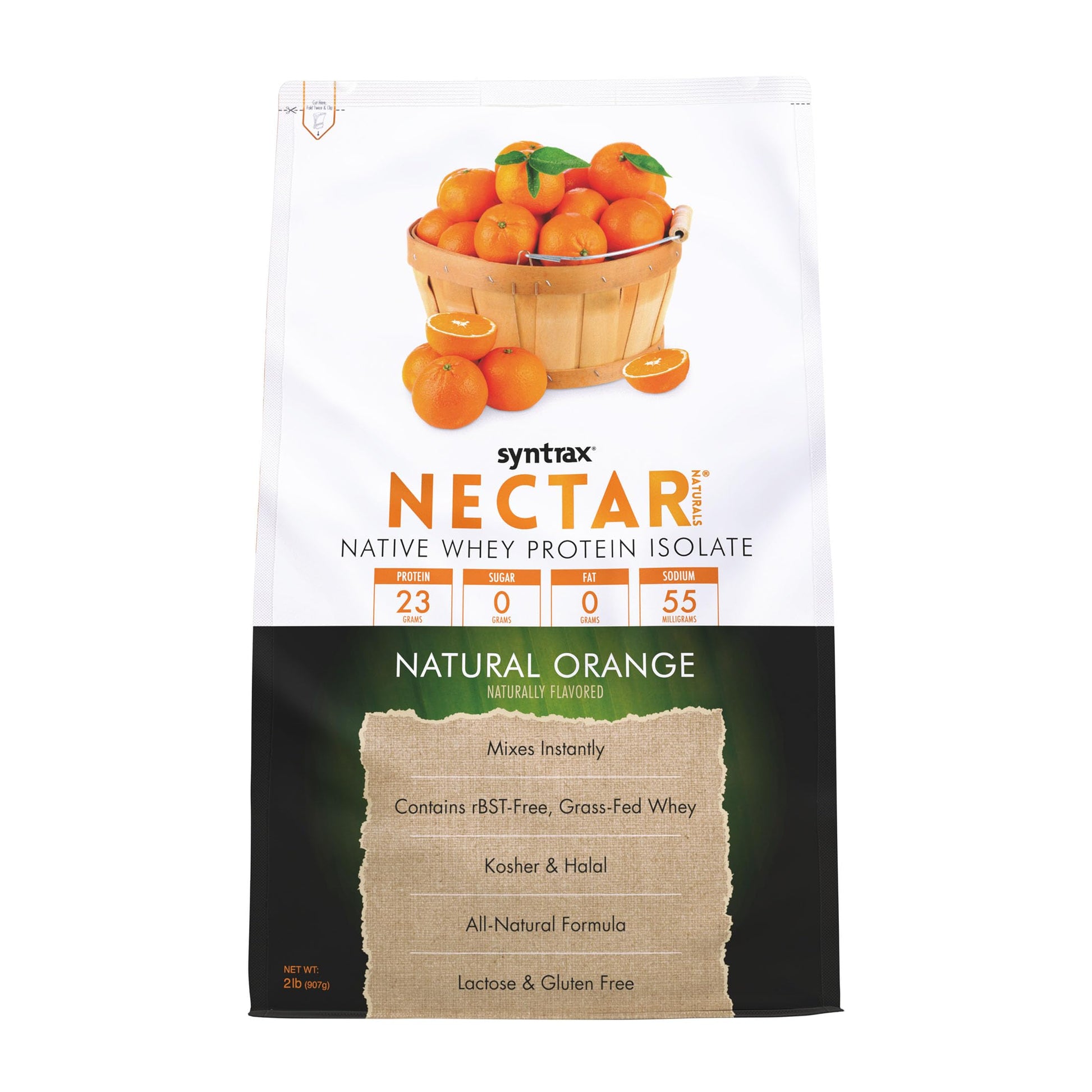 Syntrax Nectar Naturals All Natural Whey Protein Isolate Powder Natural Orange, 32 Servings