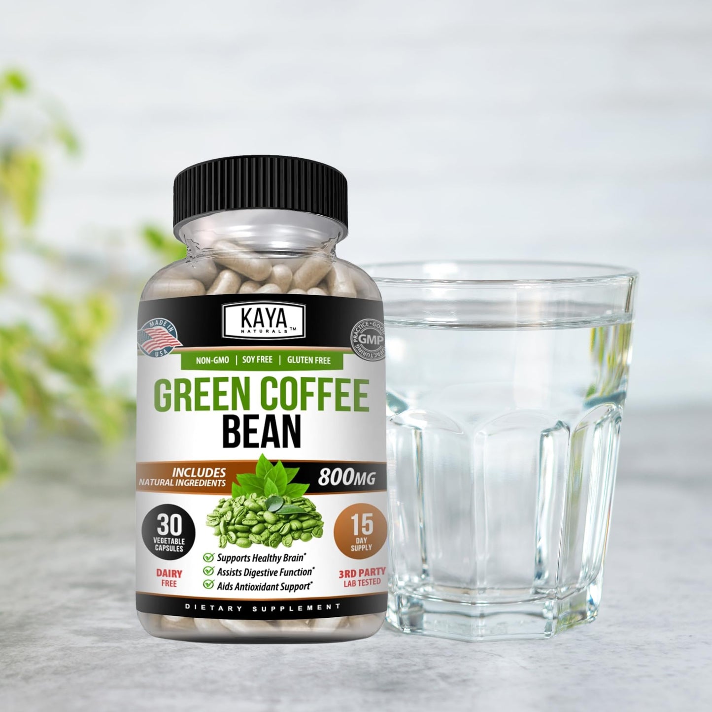 Kaya Naturals Green Coffee Bean Extract Capsule, 30 Count, Non-GMO, Gluten-Free