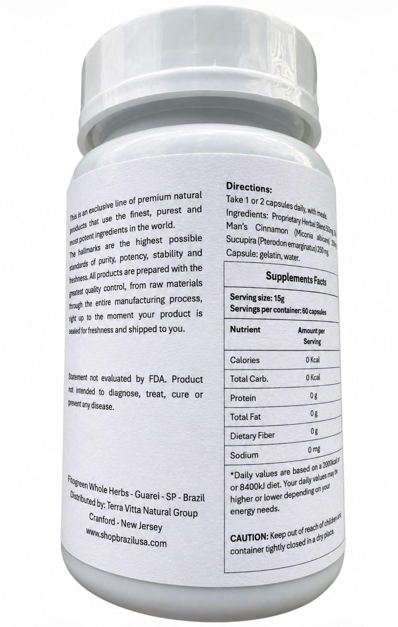 STATUS VERDE Old Man's Cinnamon with Sucupira 500 Mg Capsules 60