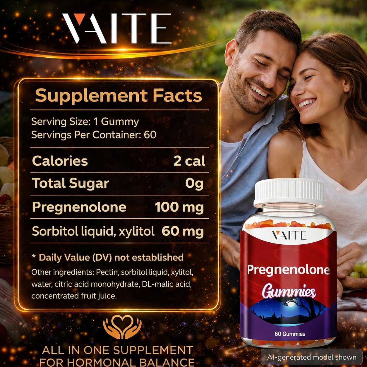 VAITE Pregnenolone Memory Supplement Gummy, 60 Gummies