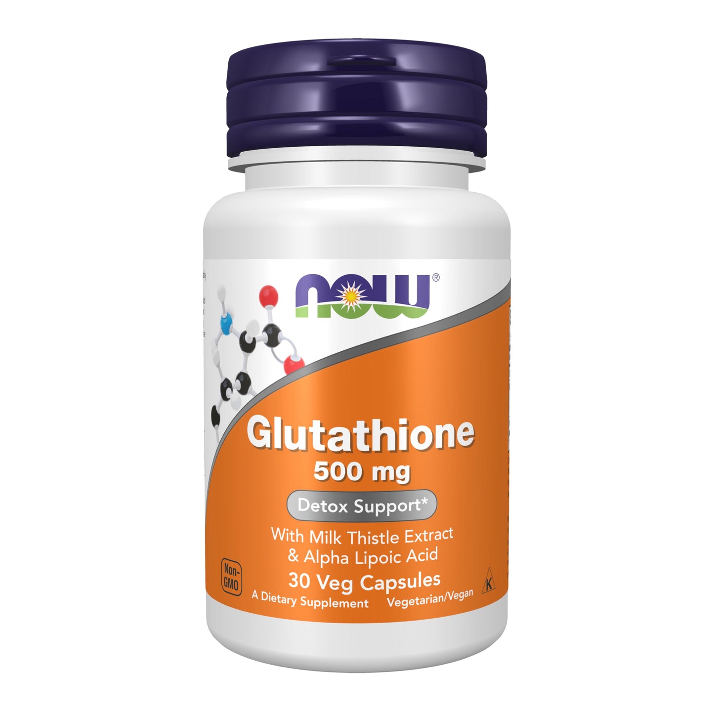 NOW Foods Glutathione 500 mg with Milk Thistle Extract & Alpha Lipoic Acid, 30 Veg Capsules