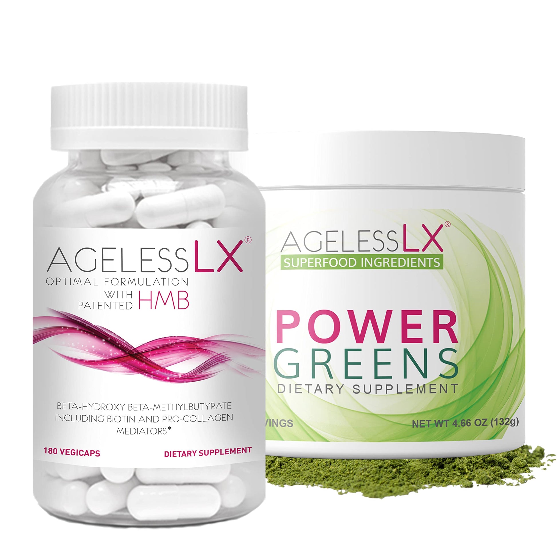 AgelessLX Power Greens Superfood Powder Capsules