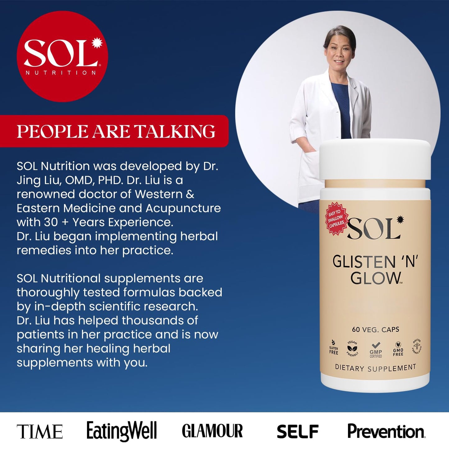 Sol Nutrition Glisten ‘N’ Glow Supplement Capsules 60 Count