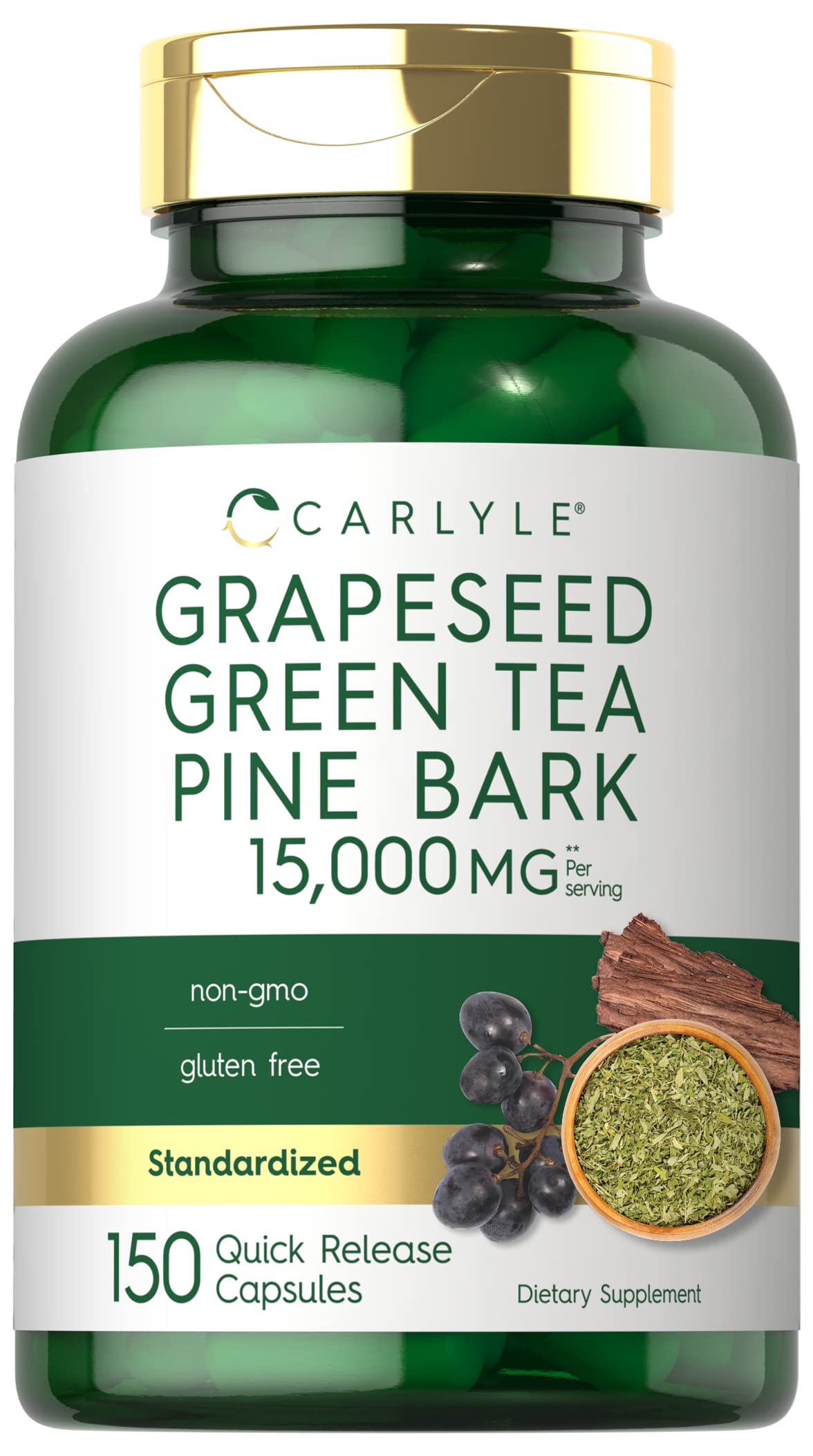Carlyle Grape Seed Green Tea & Pine Bark Complex Capsules, 150 Count