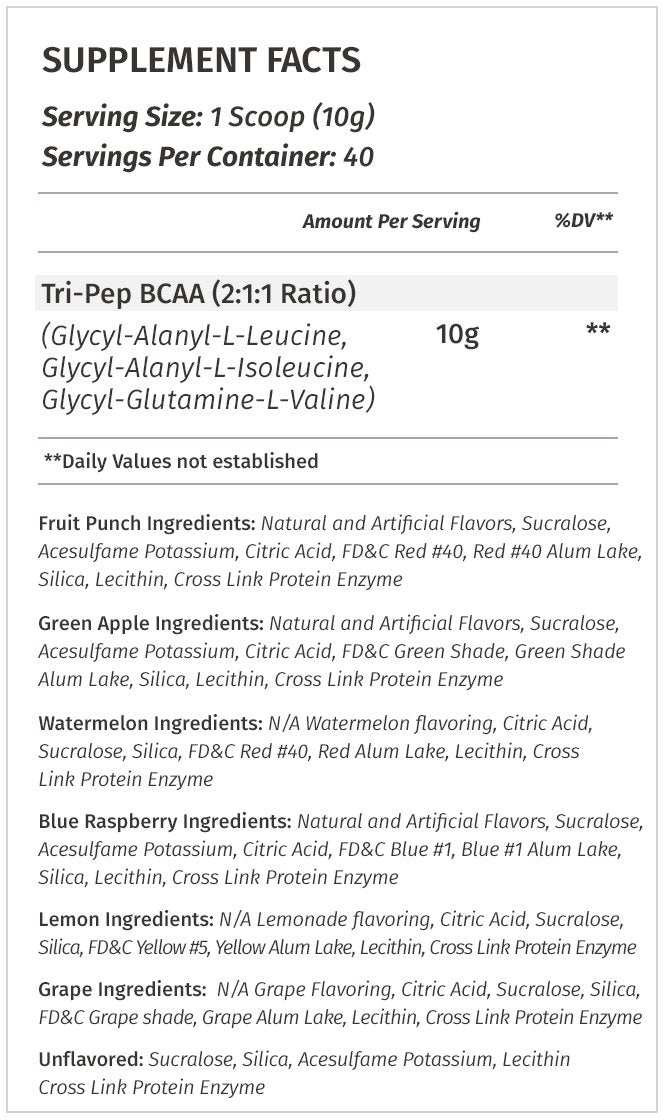 Metabolic Nutrition TRIPEP Tri-Peptide BCAA Powder, Green Apple, 14.1 oz