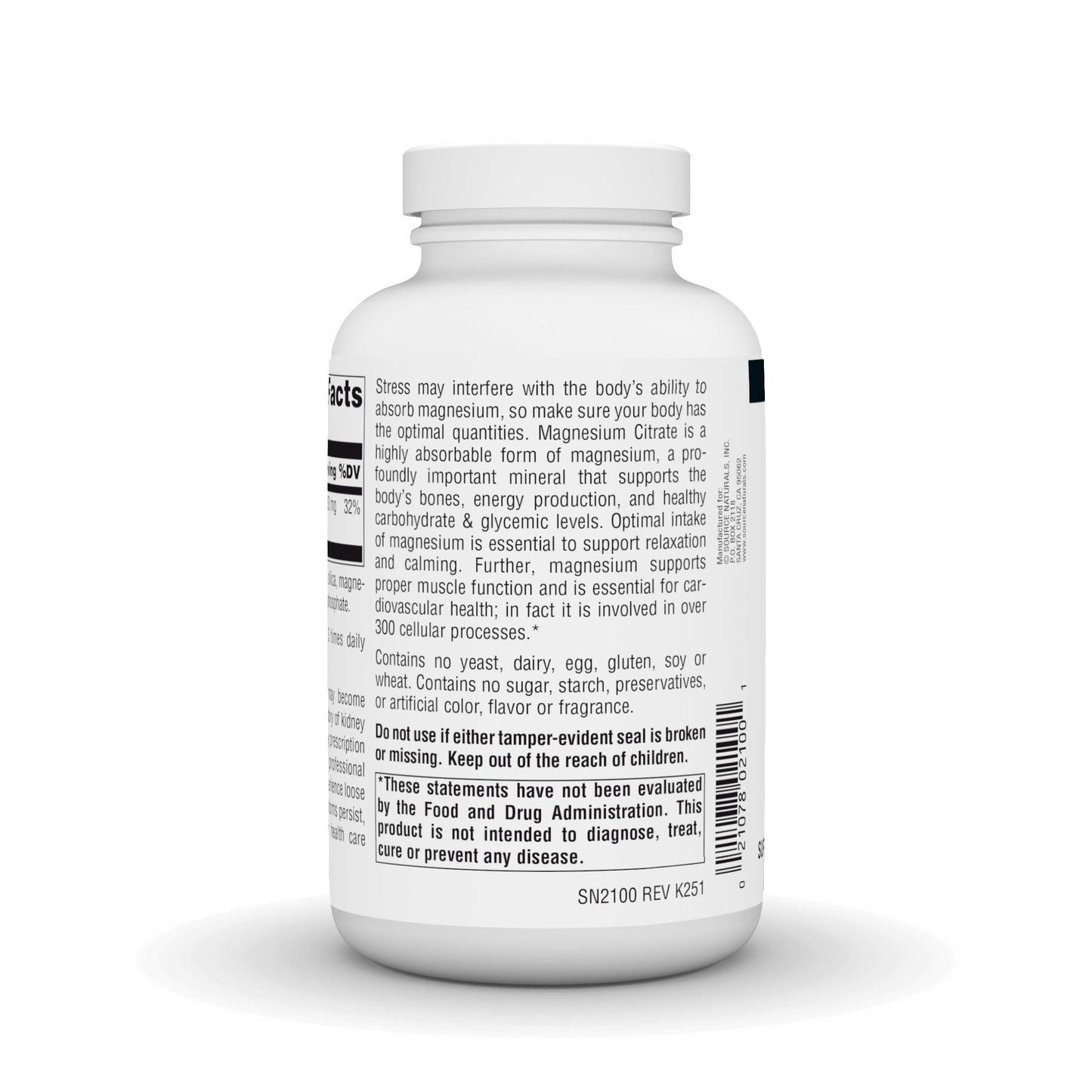 Source Naturals Magnesium Citrate Capsules, 133 mg, 180 Count