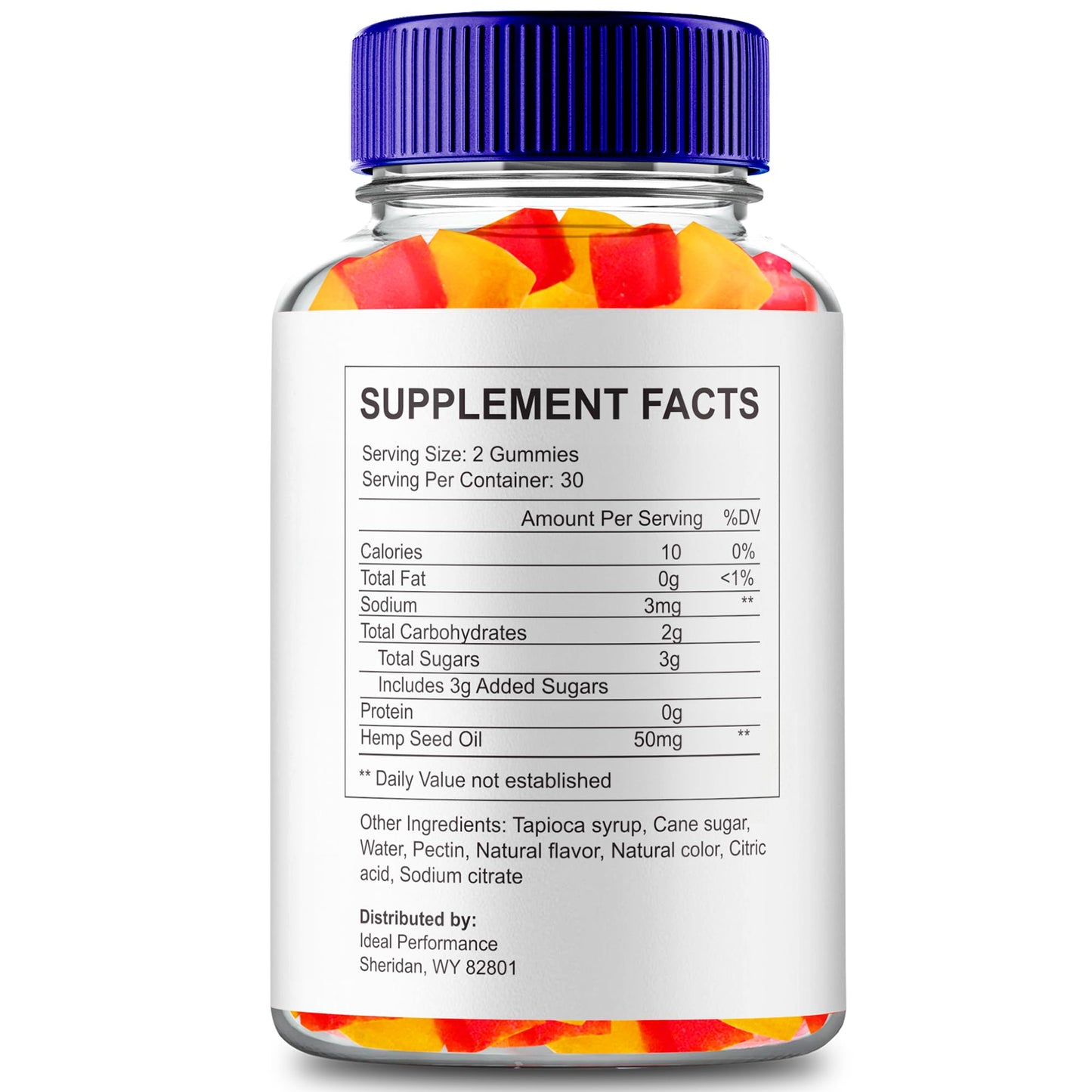 IDEAL PERFORMANCE Vitality Gummy Dots Hemp Gummies with Hemp Seeds Organic Extract, 60 Gummies
