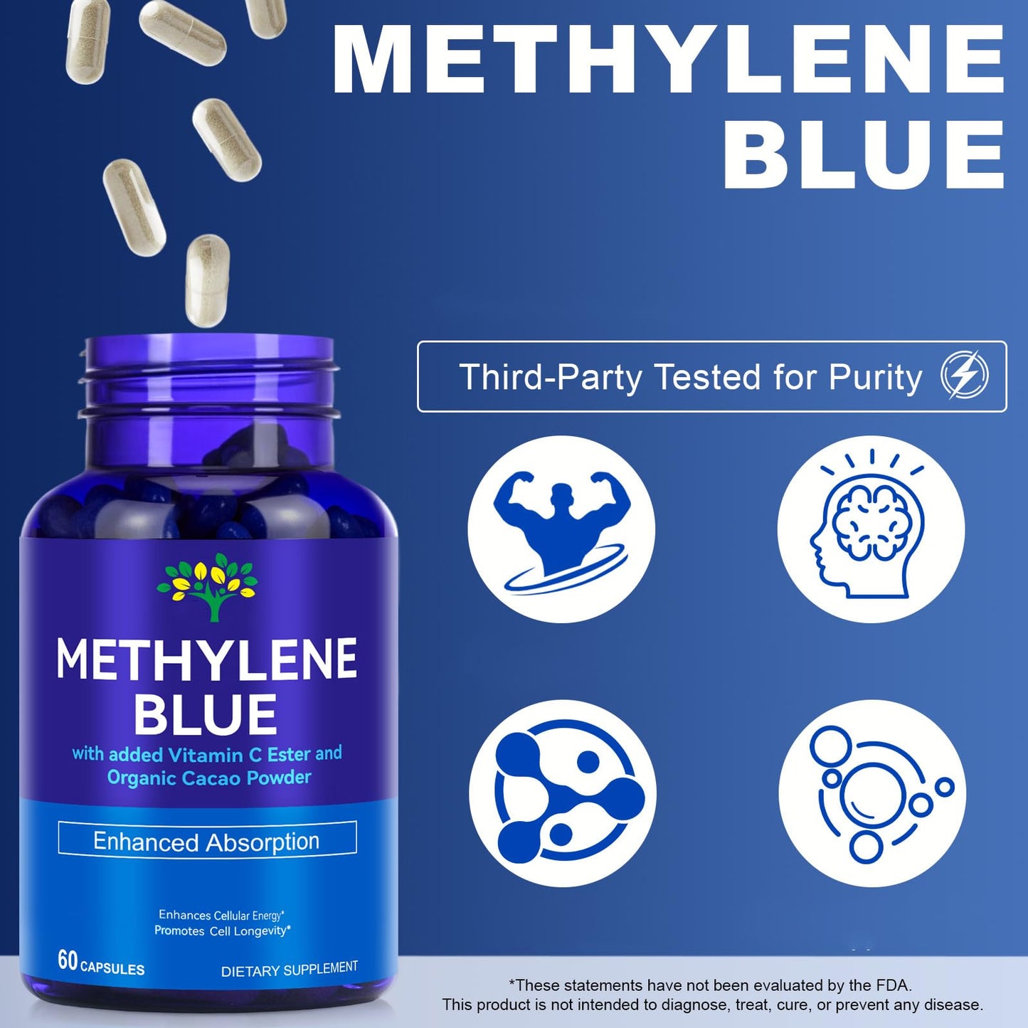 ZODENIS Methylene Blue Capsules, 60 Count
