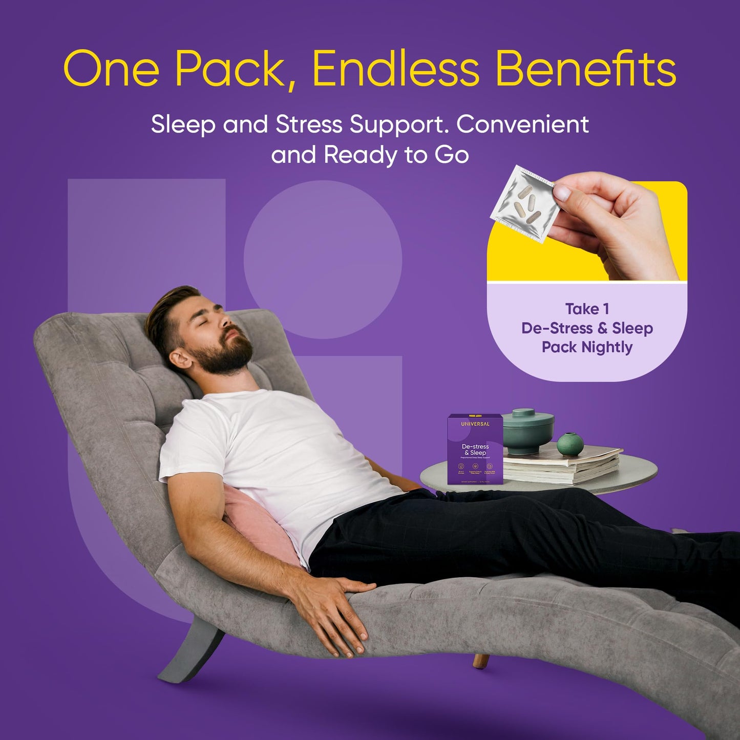 Universal U De-Stress & Sleep Supplement 10-in-1 Natural Sleep Aid Capsules 30 Count