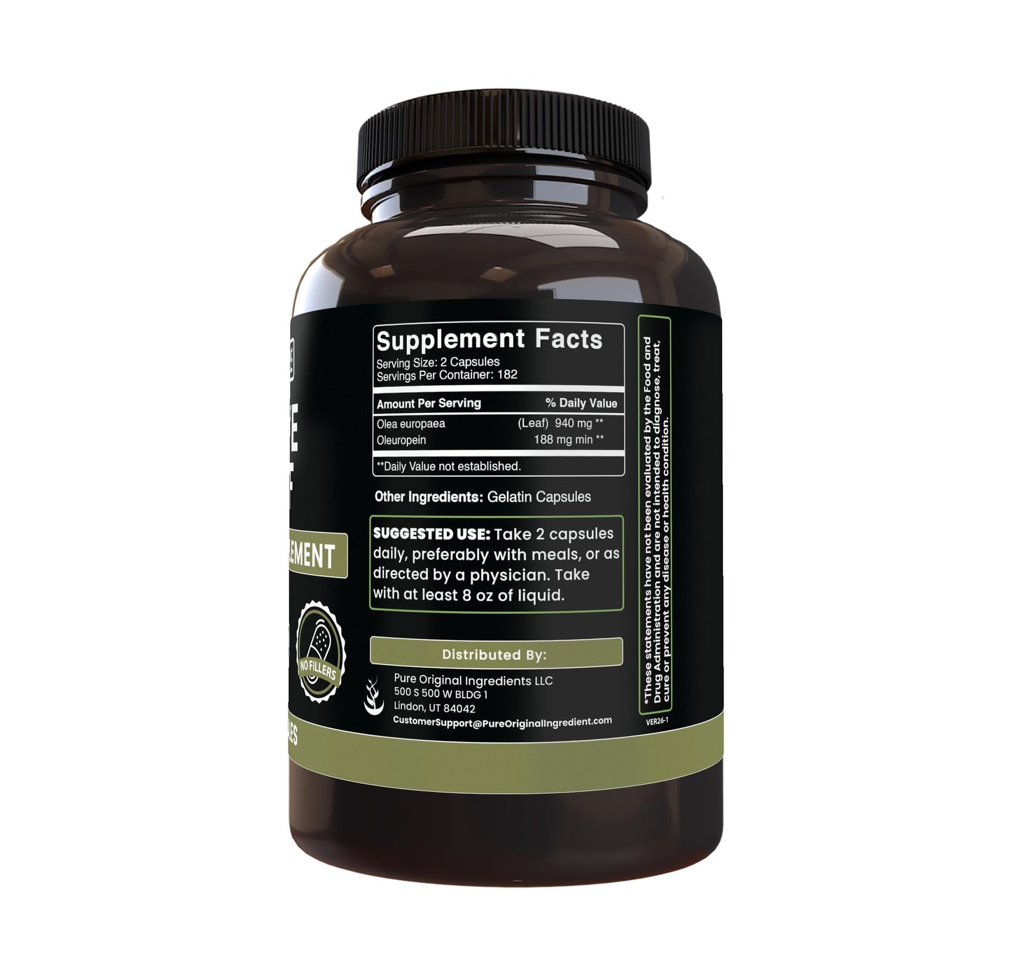 Pure Original Ingredients Olive Leaf Capsules, 365 Capsules