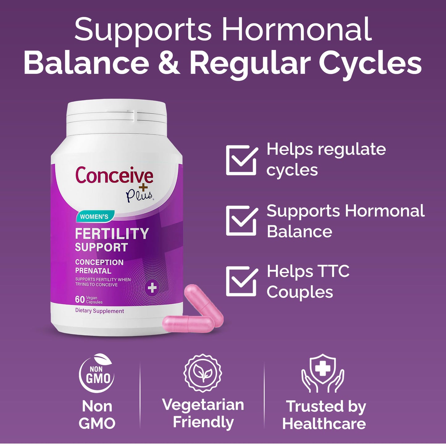 CONCEIVE PLUS Womens Fertility Support Prenatal Multivitamin Capsules 60 Count
