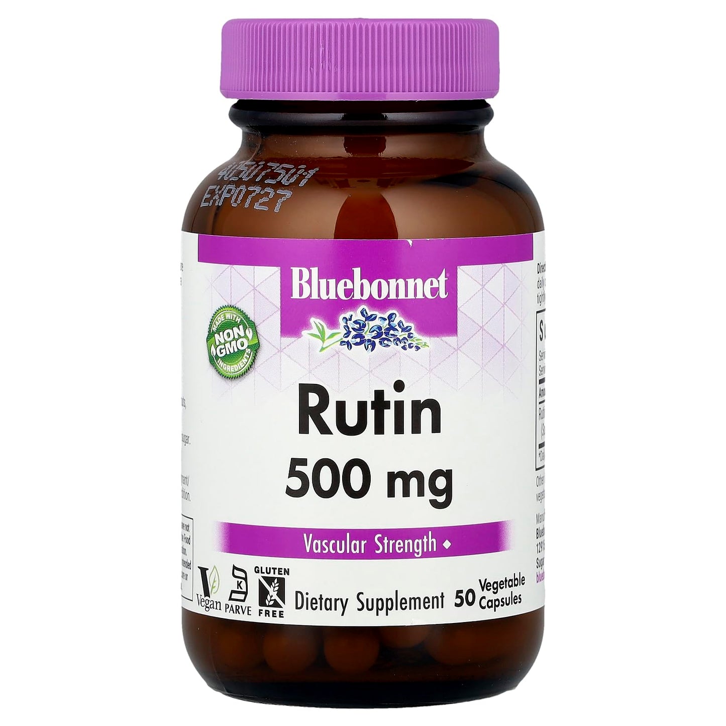 BlueBonnet Rutin 500 mg Capsule, 50 Count