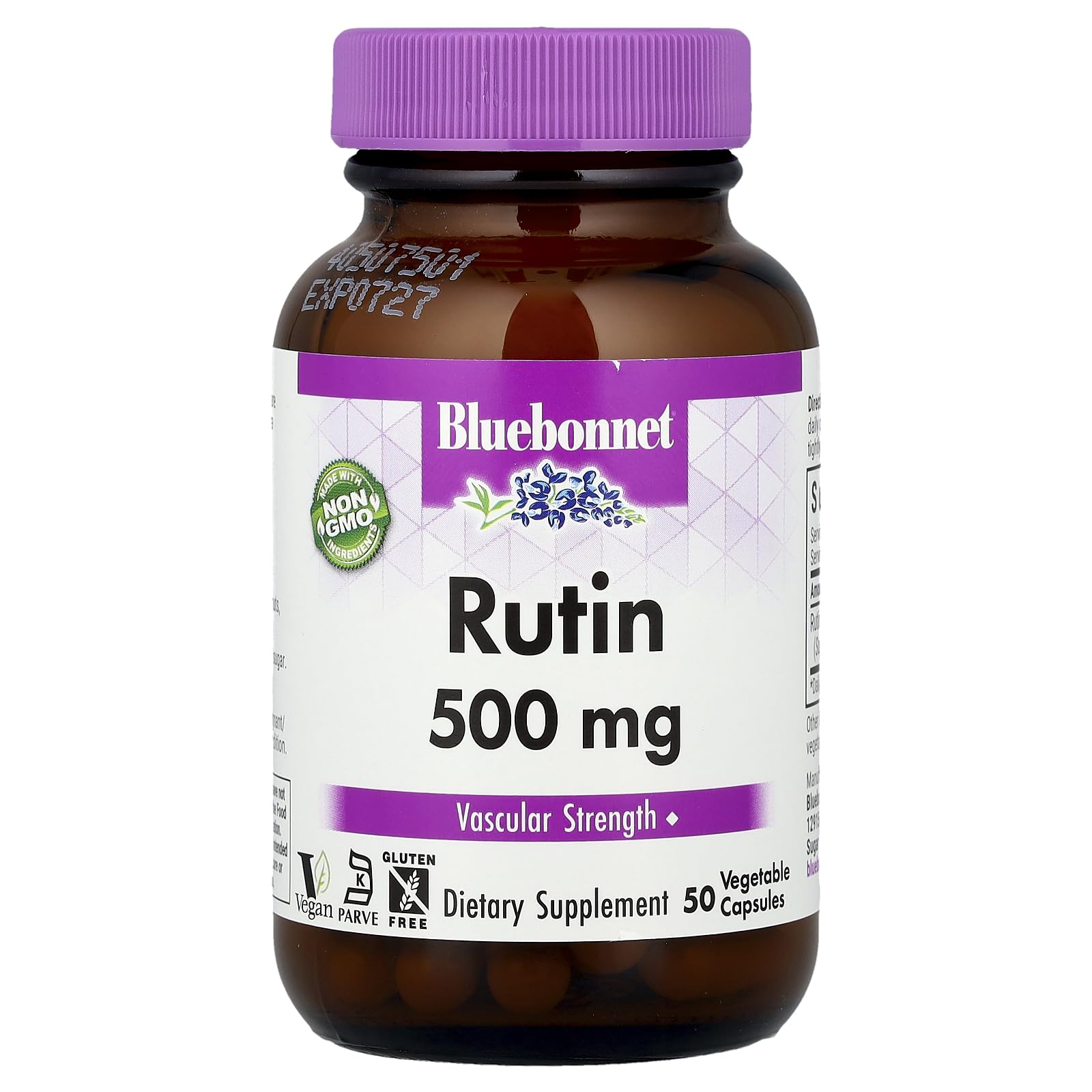 BlueBonnet Rutin 500 mg Capsule, 50 Count