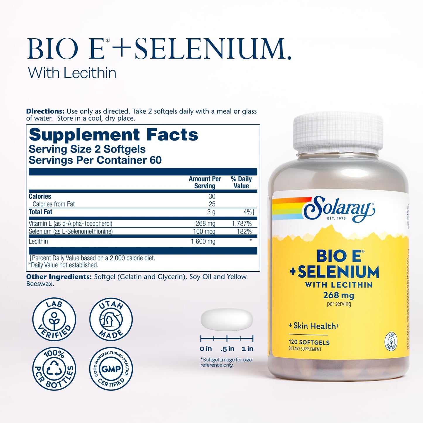Solaray Bio E with Selenium Supplement Capsule 120 Count