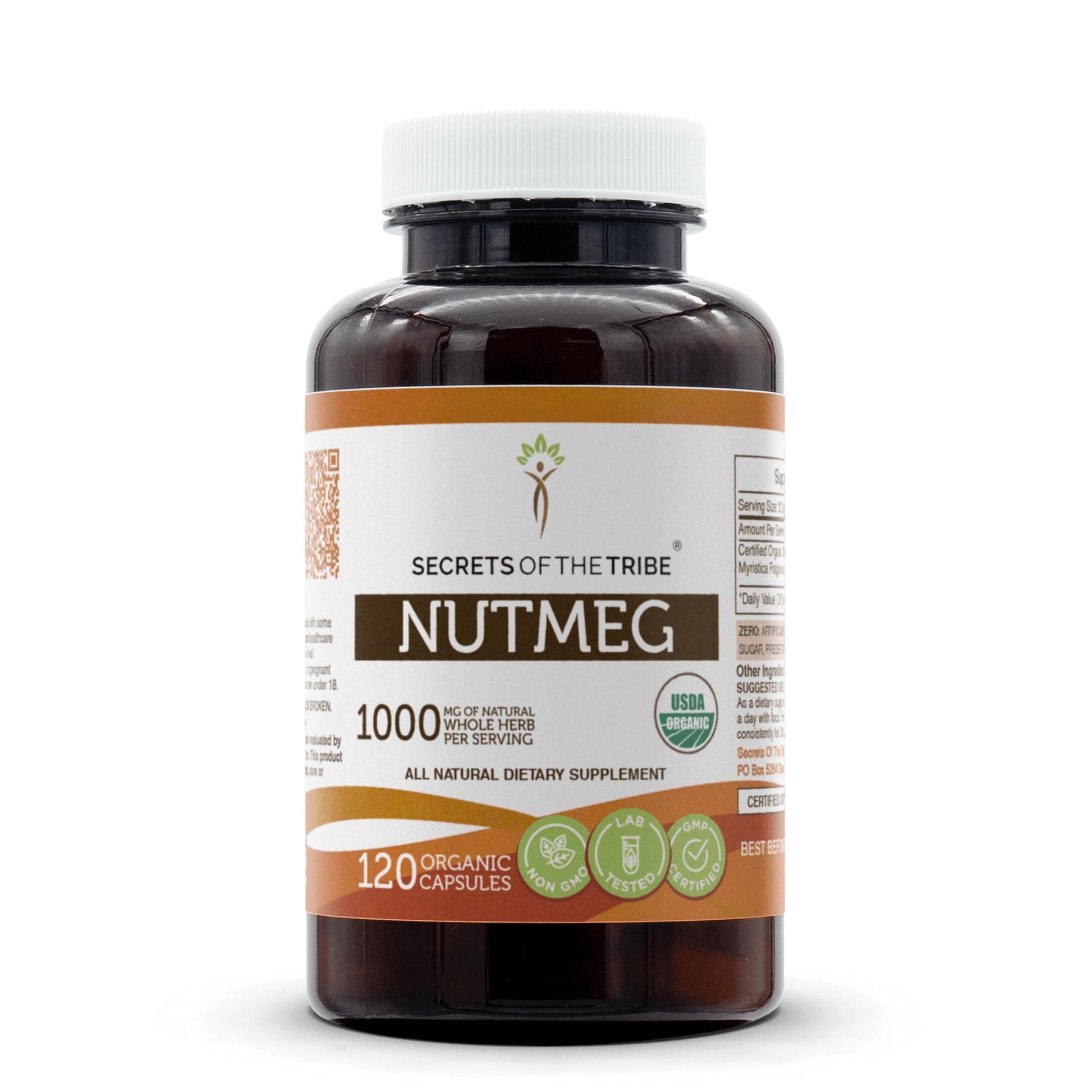 Secrets of the Tribe Nutmeg USDA Organic Capsules, 120 Count