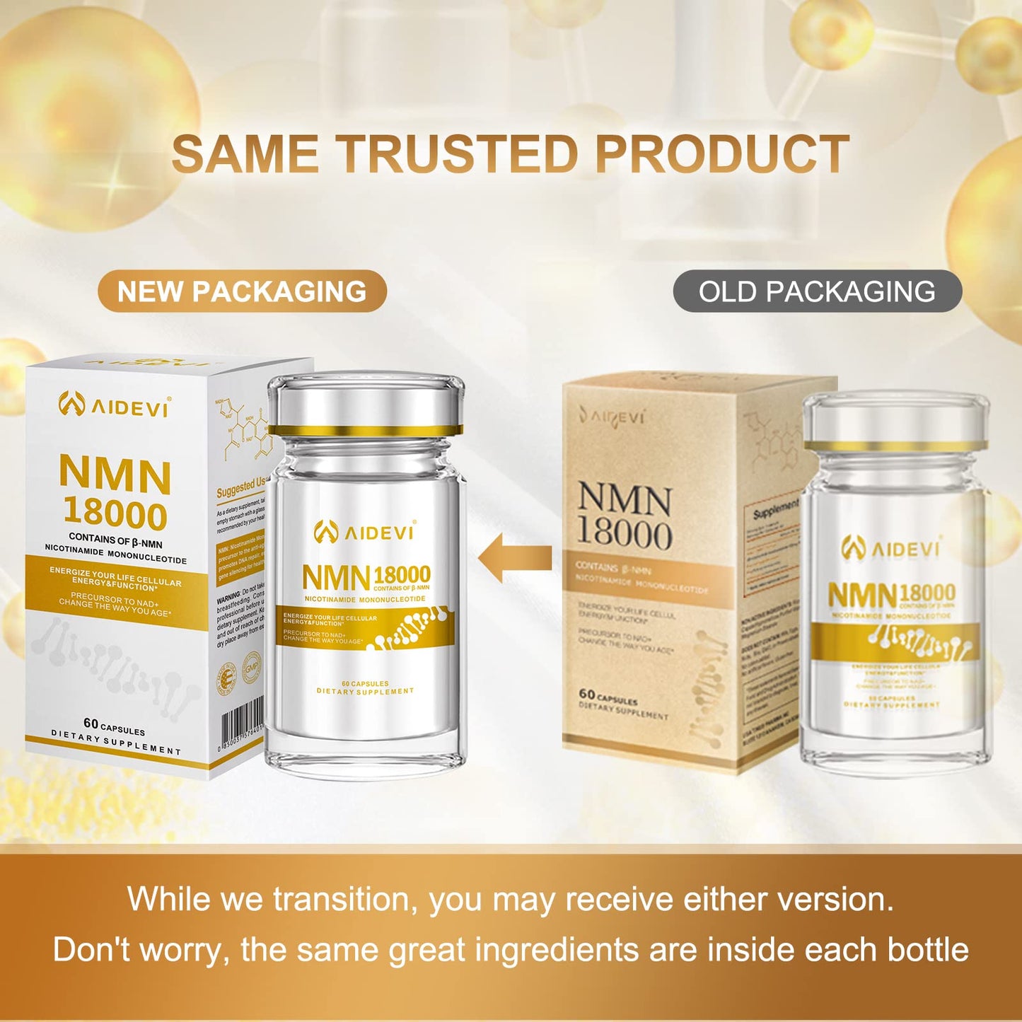 AIDEVI NMN 18000 Nicotinamide Mononucleotide Supplement with Resveratrol Capsule, 60 Capsules
