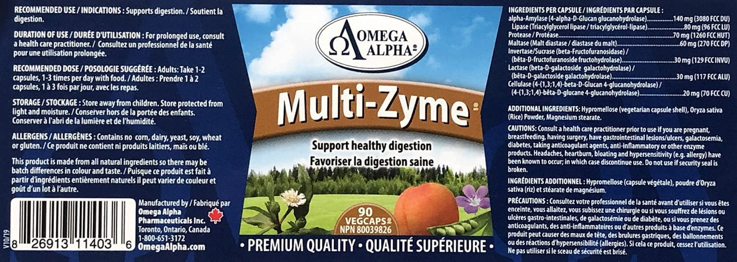 Omega Alpha Multi-Zyme Capsules 90 Count