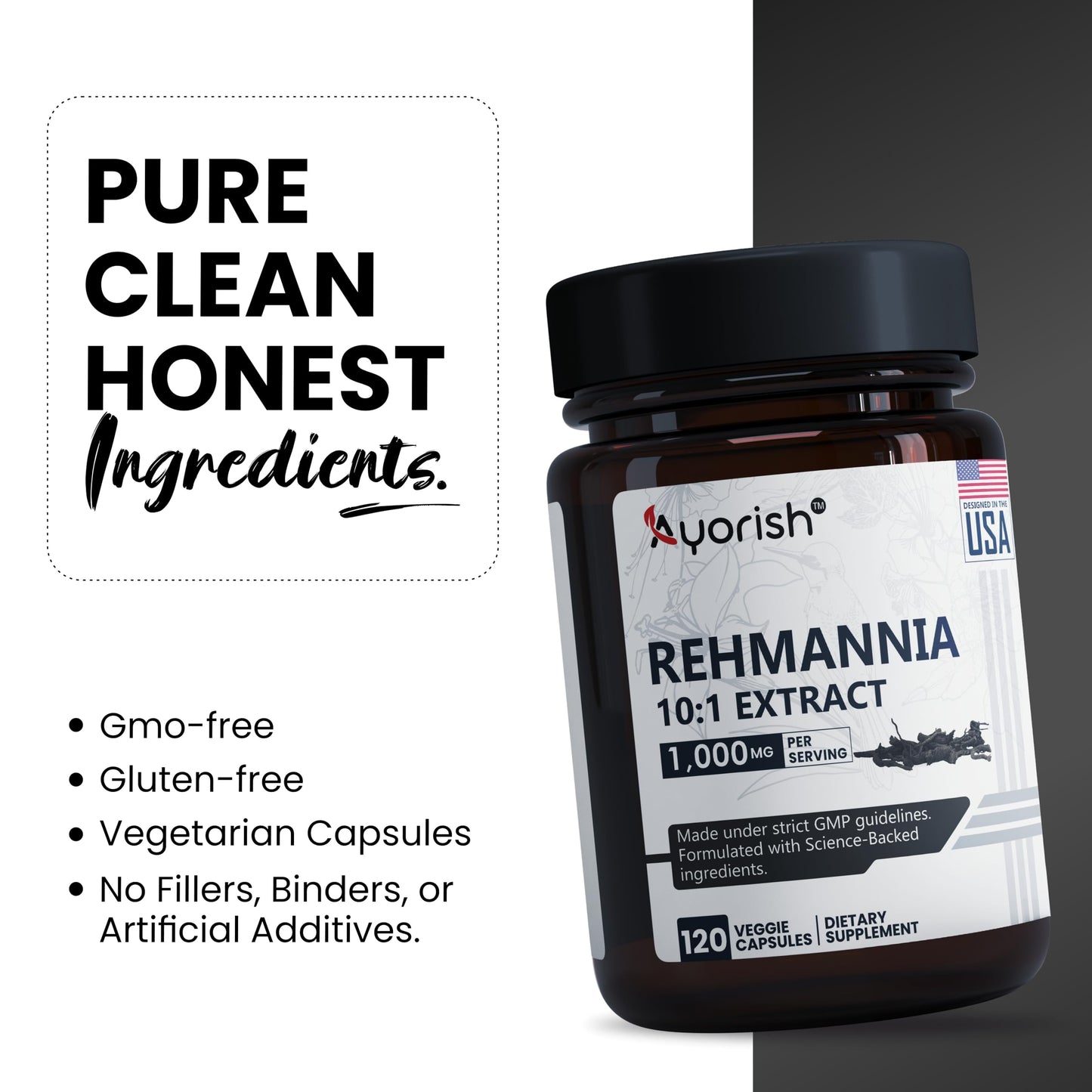 Ayorish Rehmannia Capsules 1000mg, 1 Count