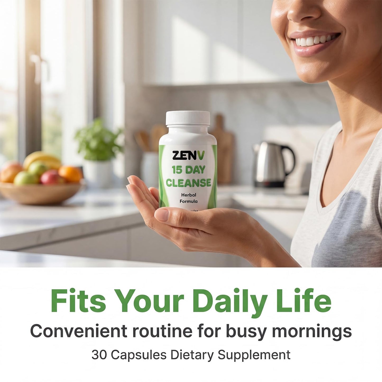 ZENV 15 Day Cleanse Advanced Gut Reset - Natural Digestive Support with Senna Leaf & Cascara Sagrada Plant-Based Capsules, 30 Count