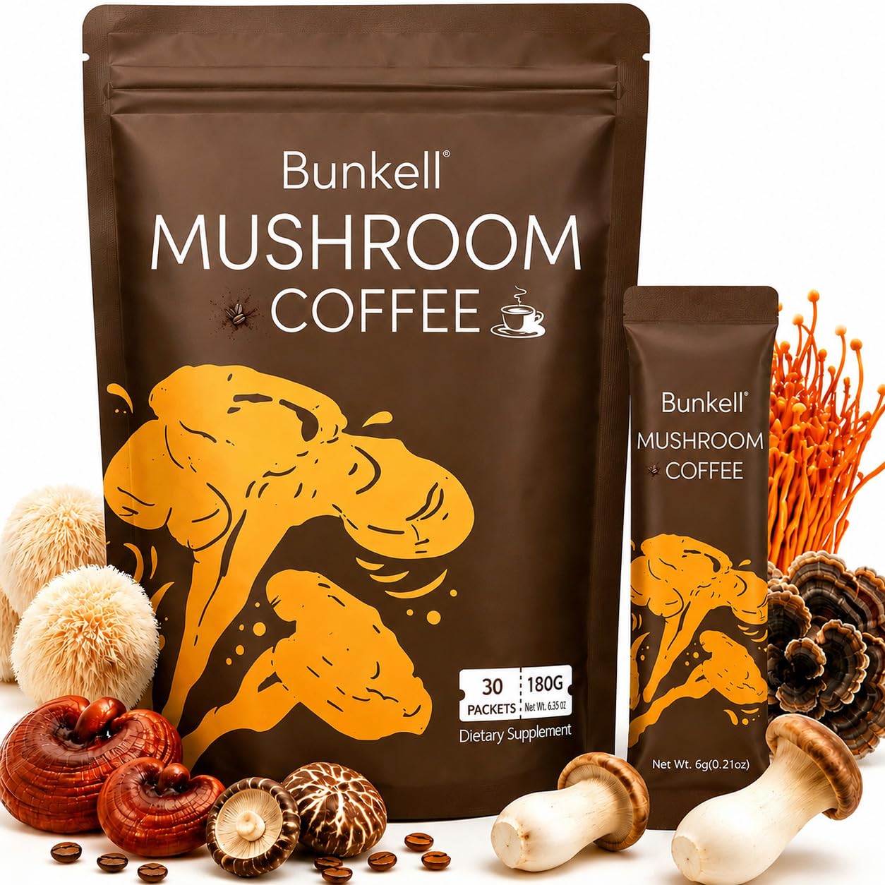 Bunkell Mushroom Coffee Powder, 6.35 oz Pack of 1