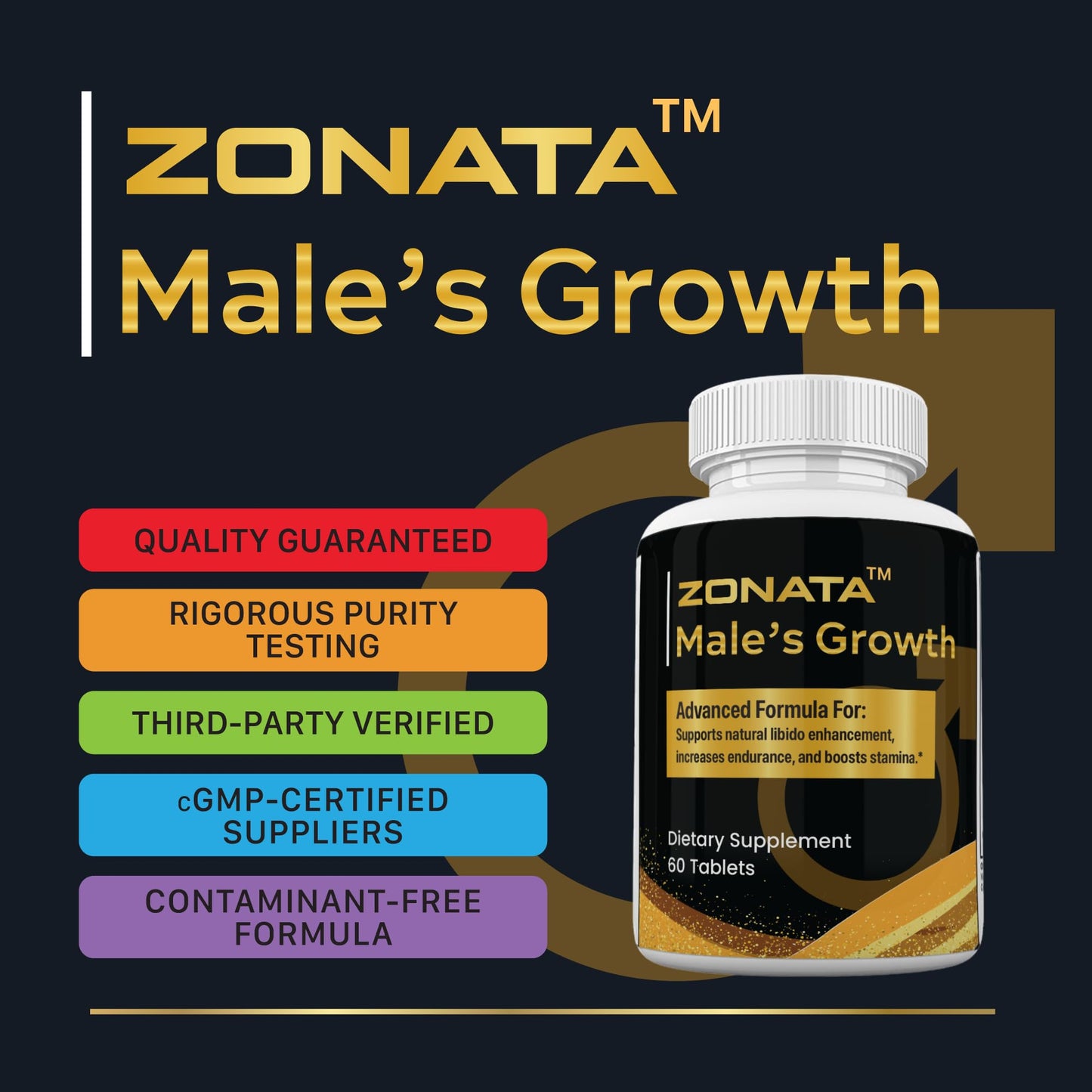 Zonata Men's Dietary Supplements Tablets, 120 Tablets