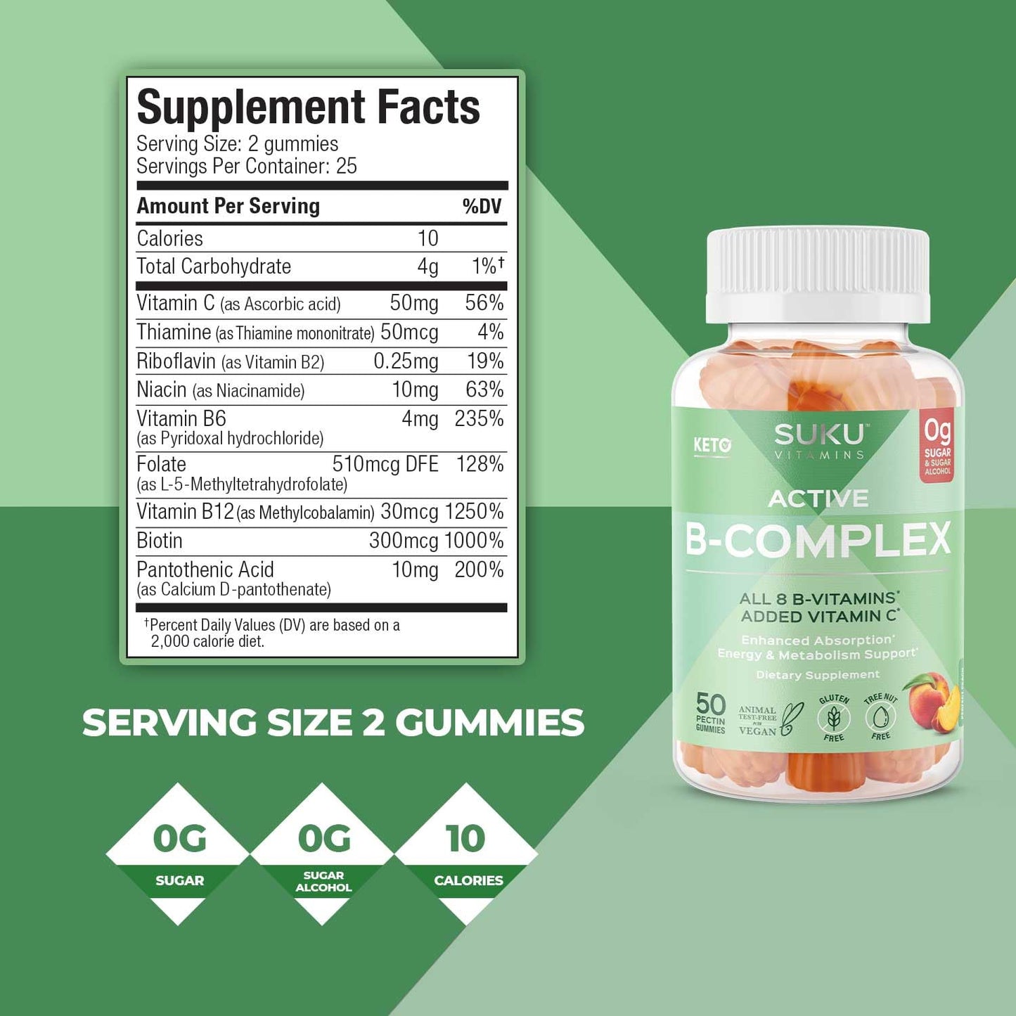 SUKU Vitamin B Complex Gummies with Vitamin C 50 Gummies