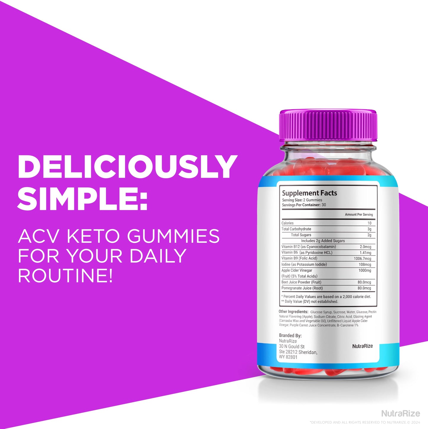 NutraRize Slim Aura Keto ACV Gummies 120 Count