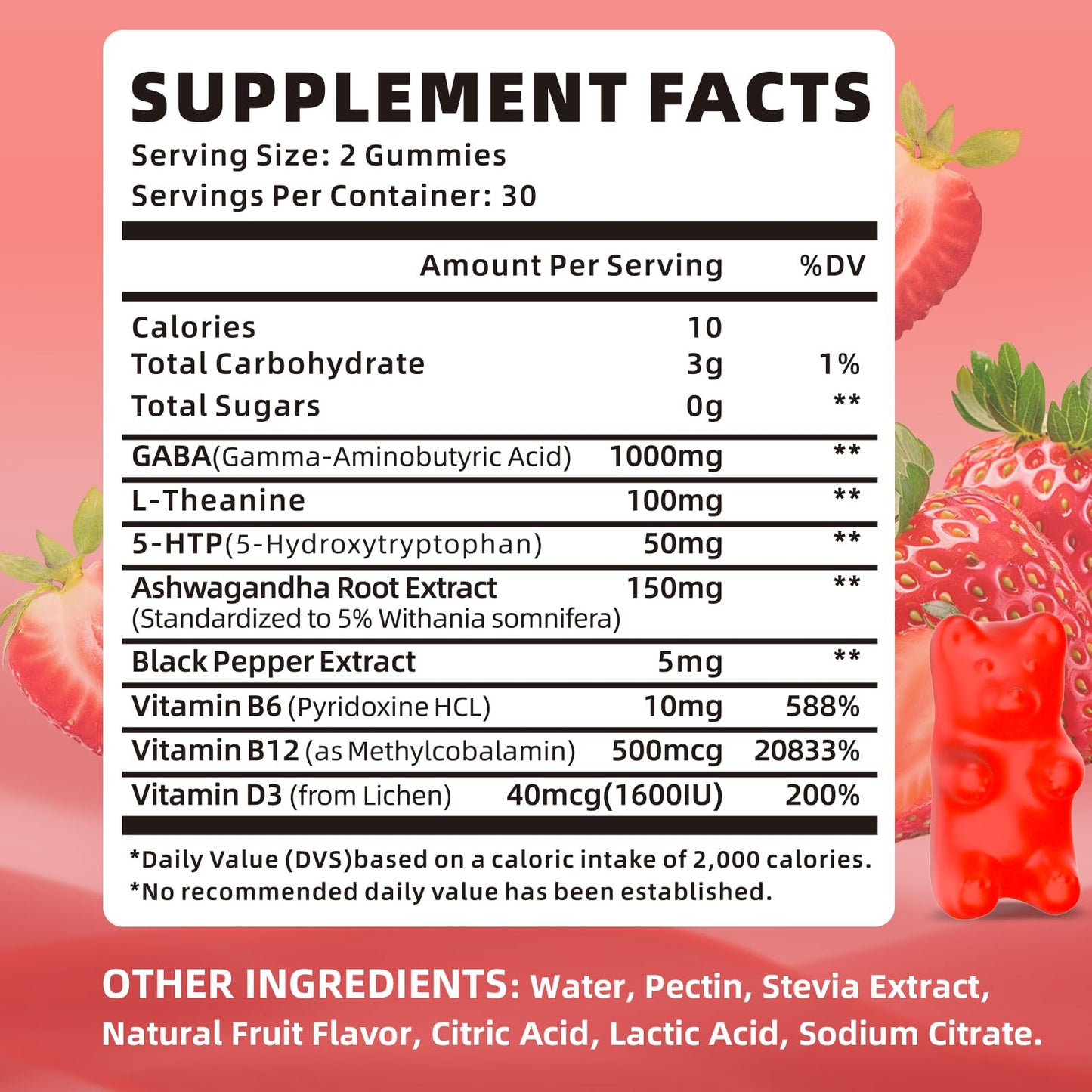 XIAAN GABA Gummies 1000mg for Kids & Adults, Chewable GABA Supplements with L-Theanine, 5-HTP, Ashwagandha, B6, B12, D3 for Calm & Sleep, 120 Count