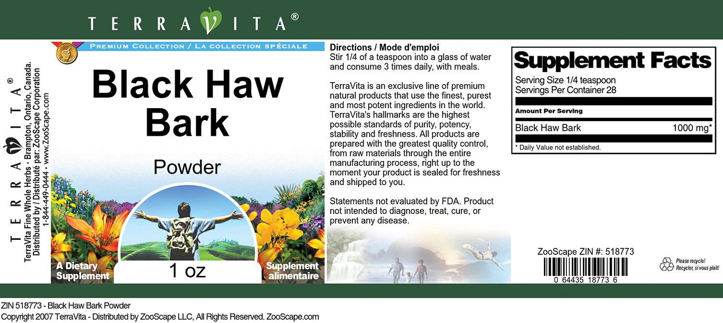 Terravita Black Haw Bark Powder 1 oz