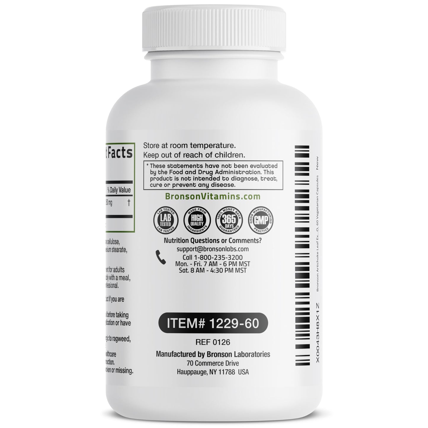 Bronson Artichoke Leaf Extra Strength Vegetarian Capsules 60 Count